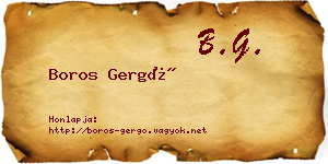 Boros Gergő névjegykártya